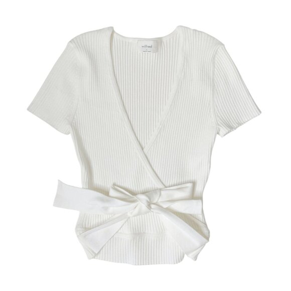 Aritzia Wilfred all tied up wrap sweater in light birch S - Picture 3 of 5